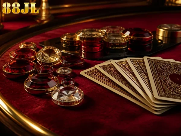 Close look at poker chips on the felt